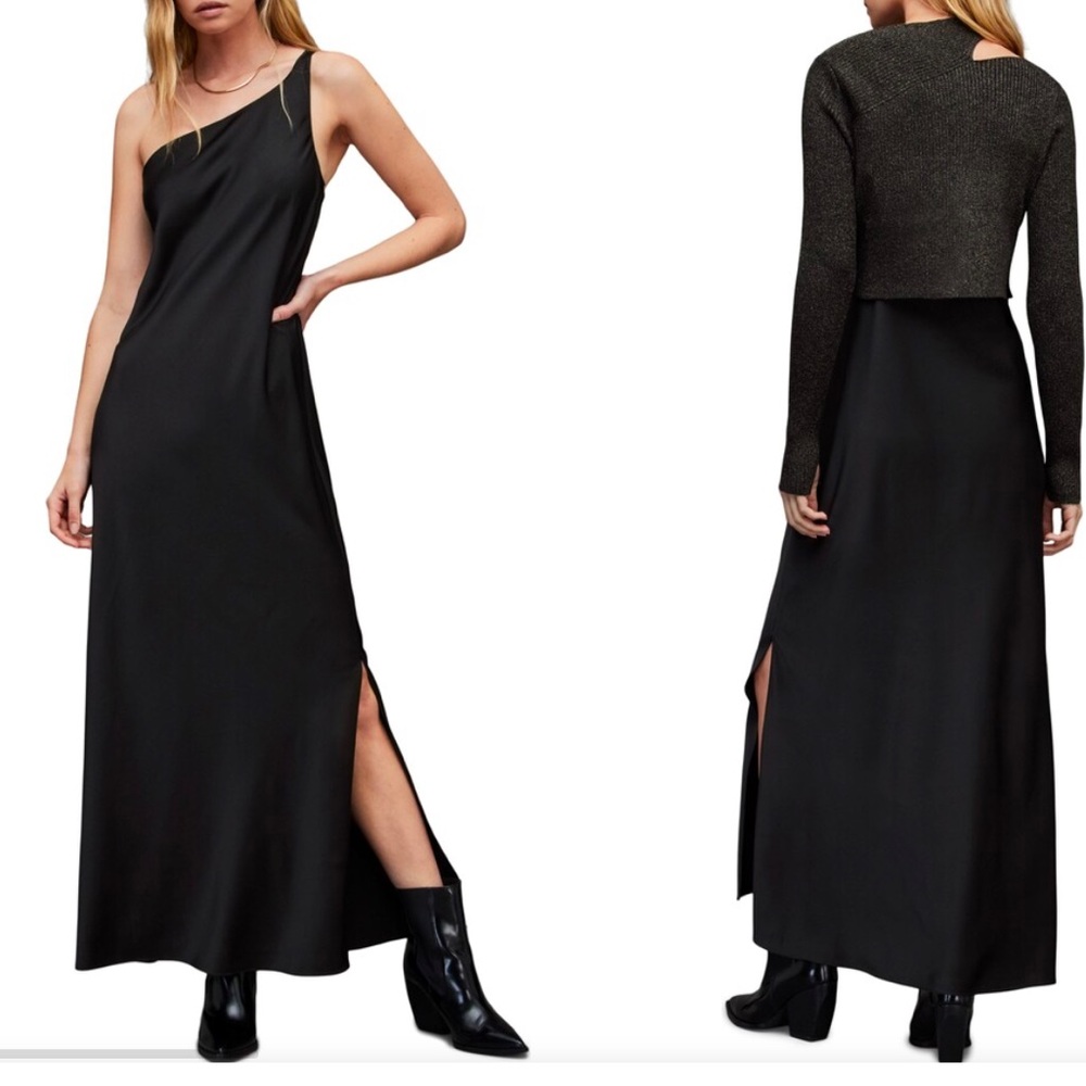 AllSaints Studio One-Shoulder Maxi Dress